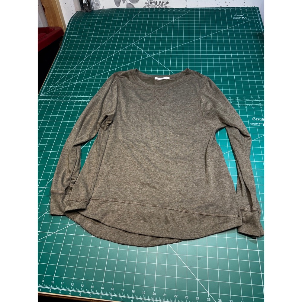 Haute Edition Womens Olive Green Heathered Long Sleeve Pullover Top Medium